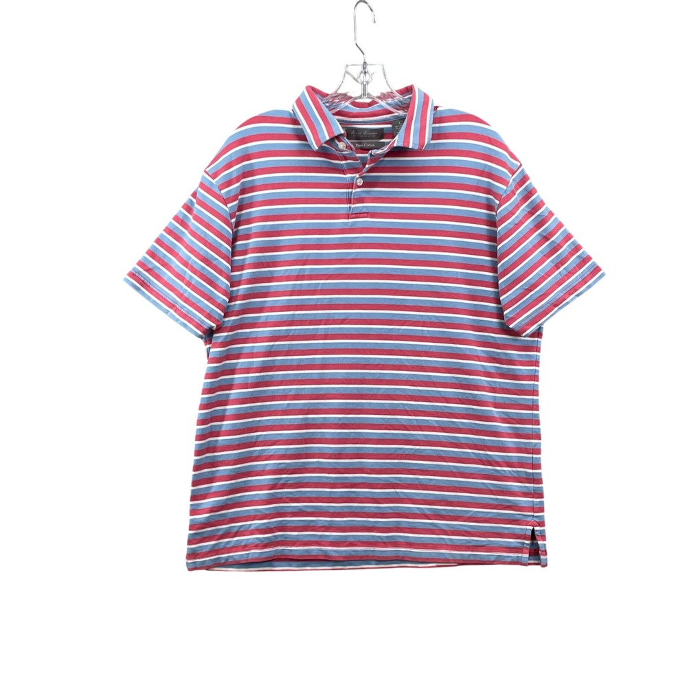 Daniel Cremieux Polo Shirt Mens Large Red Striped Pima Cotton Preppy Academia